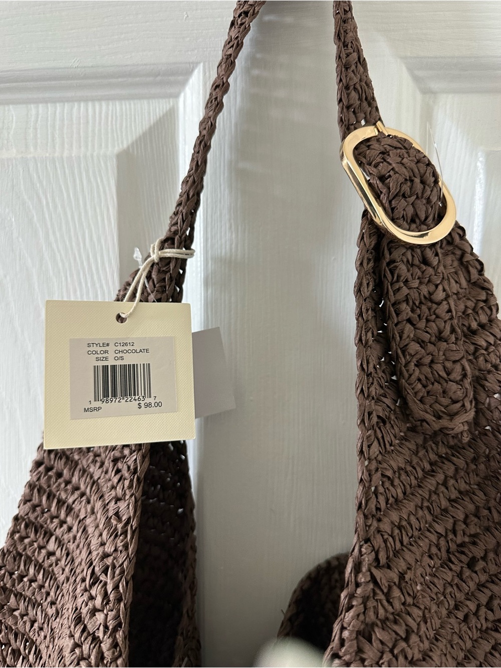 Sol de Mar Woven Hobo Shoulder Bag - Brown - Picture 2 of 3